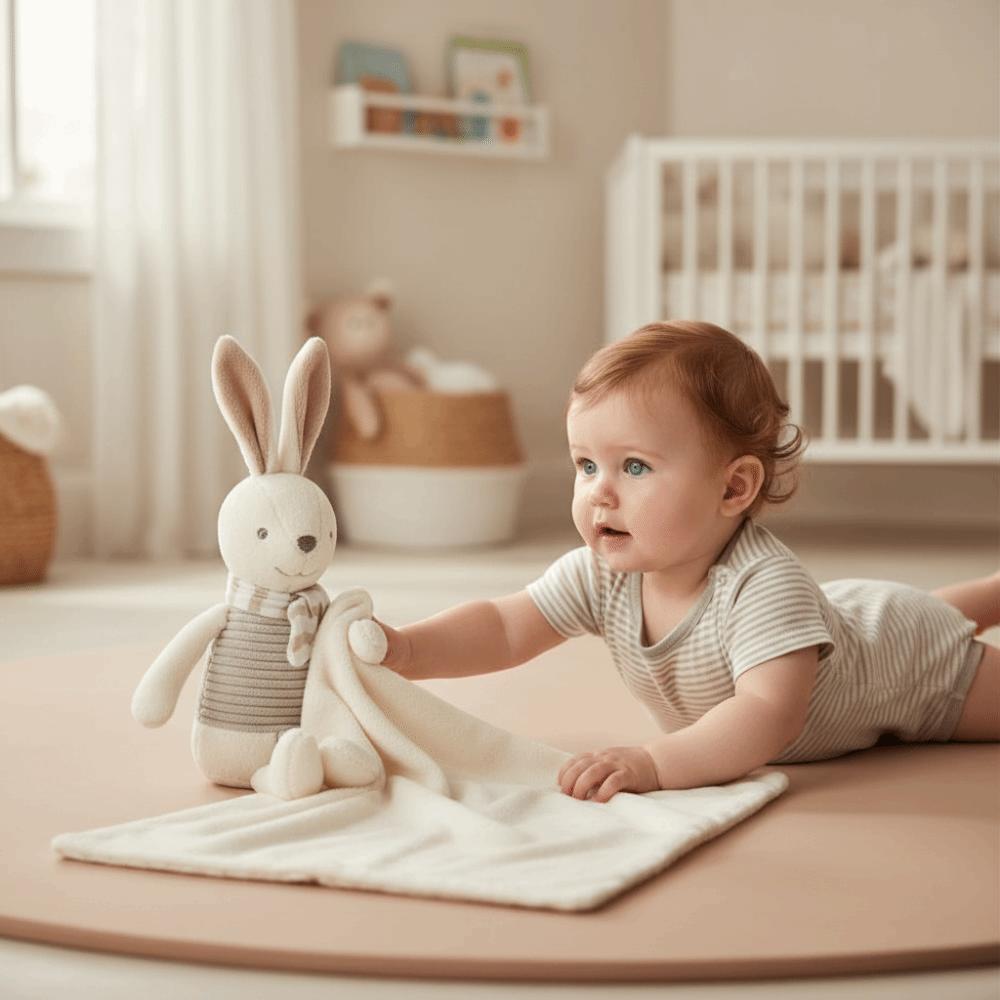 Embroidery Rabbit - Square Shape Baby Rabbit Comforter Elegant