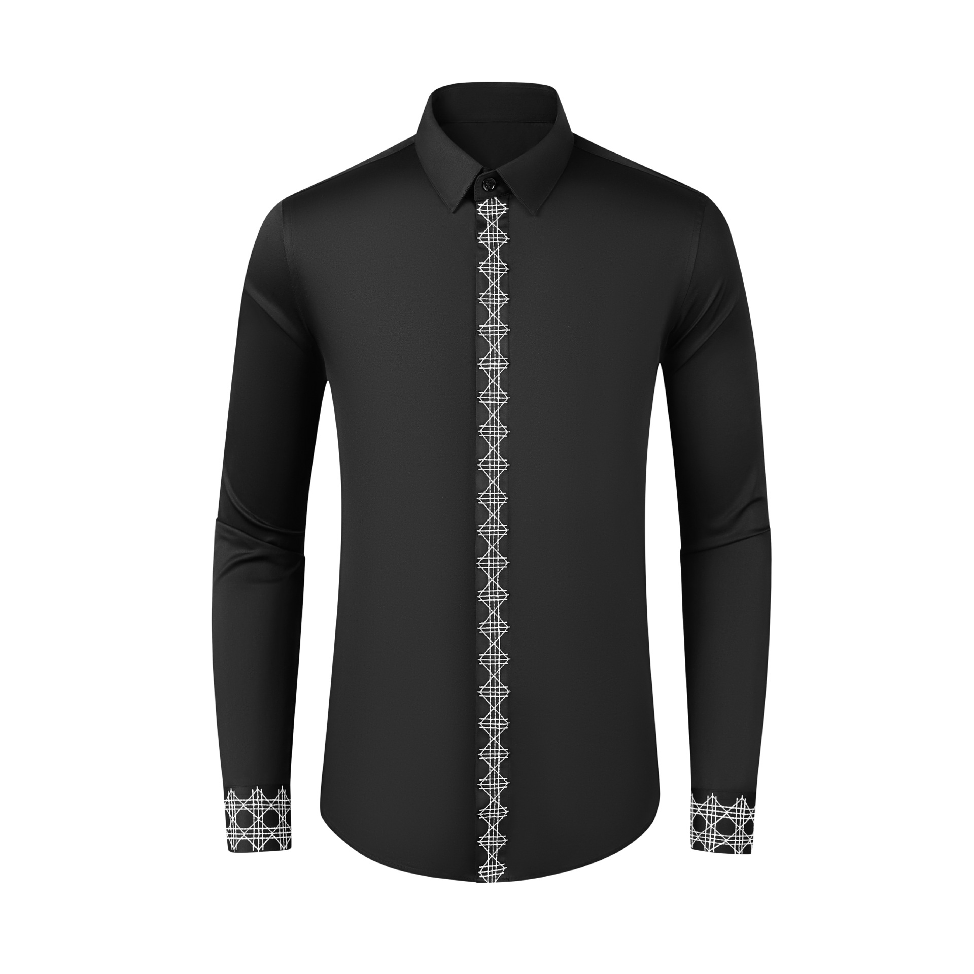 Embroidery On Black Shirt - Autumn and Winter New Product: Black