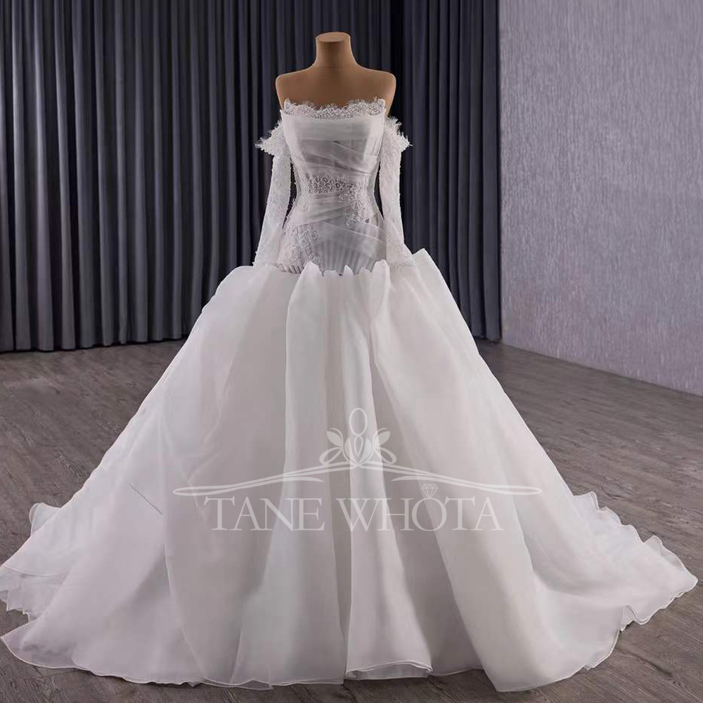 Embroidery Organza - Vestidos Novias Boda Strapless Long Sleeve