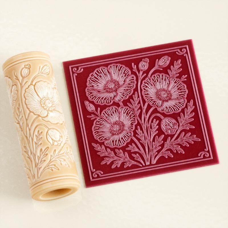 Flower Skull Clay Tile Roller  - Embroidery Texture ulasan dan harga