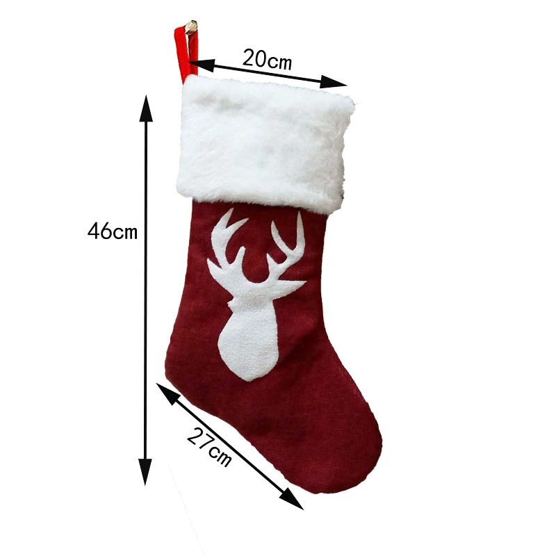 Red Santa Stocking Elk Snowfla - Embroidery Xmas Stocking ulasan dan harga