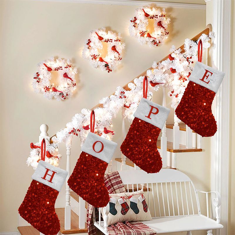 Red Sequin Christmas Stocking  - Embroidery Xmas Stocking ulasan dan harga