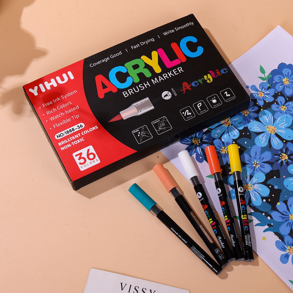 12-60 Colors Acrylic Markers P - Embroidery Egg ulasan dan harga