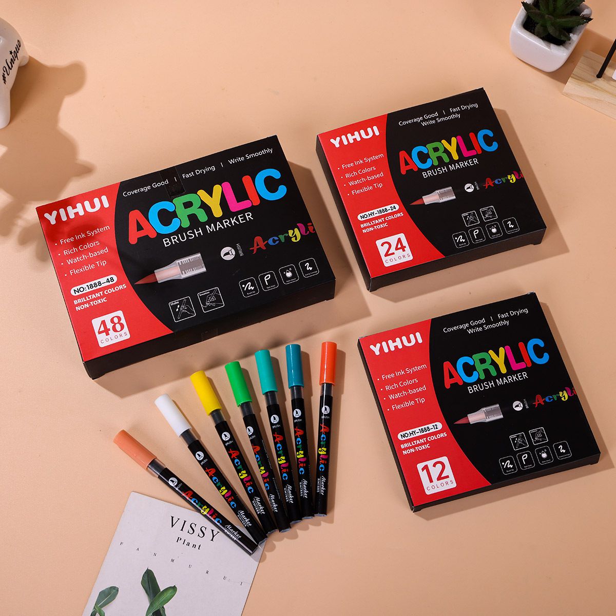 12-60 Colors Acrylic Markers P - Embroidery Egg ulasan dan harga