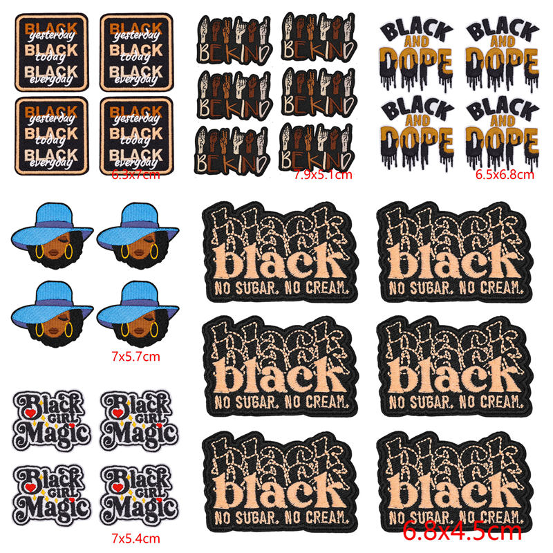 10PCS/Lots Black Girl Magic Co - Embroidery On Black Shirt ulasan dan harga