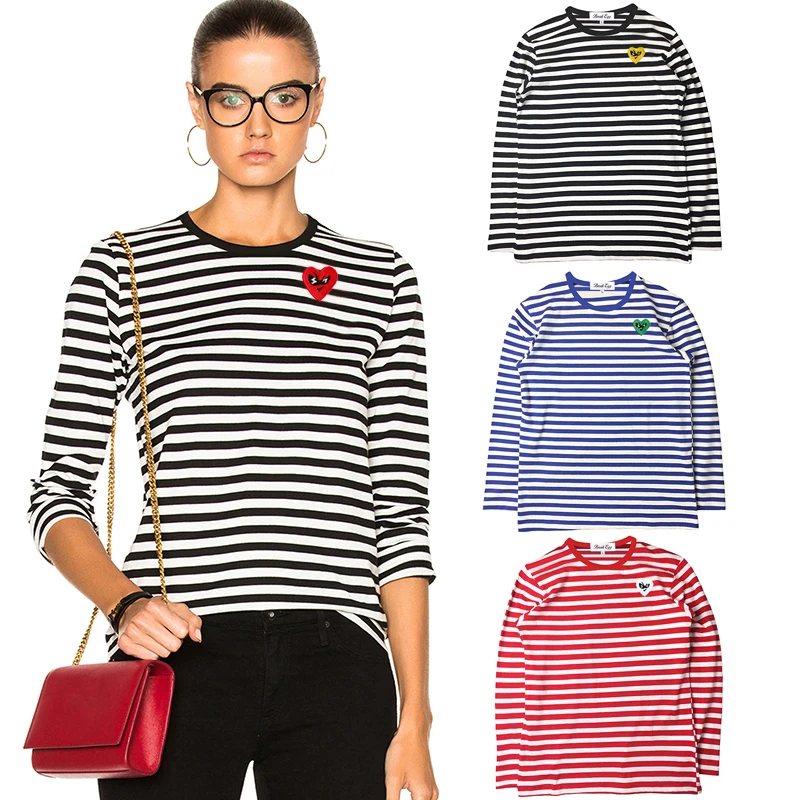 Break Egg Women Striped T-Shir - Embroidery Egg ulasan dan harga