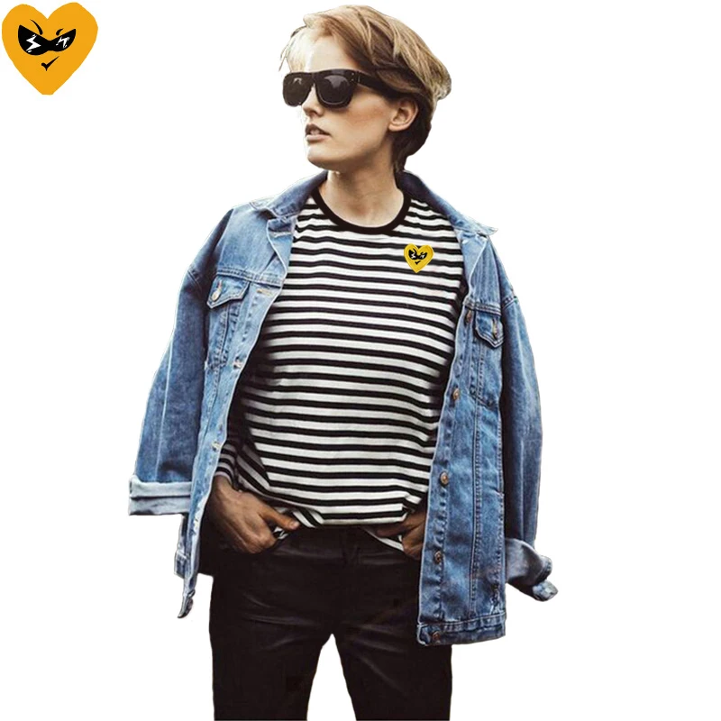 Break Egg Women Striped T-Shir - Embroidery Egg ulasan dan harga