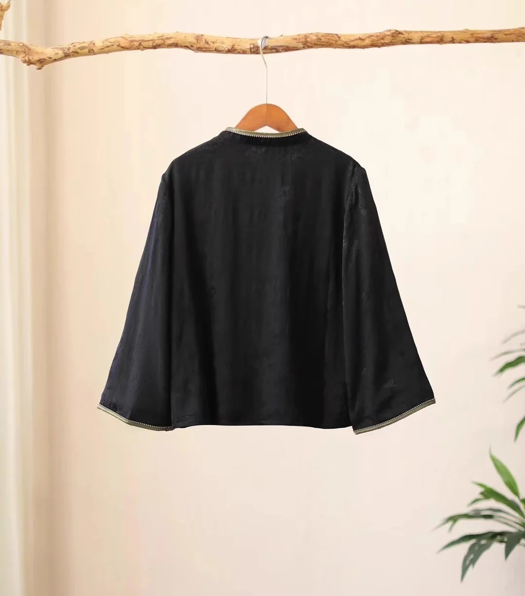 Luxury spring blouse for women - Embroidery On Black Shirt ulasan dan harga