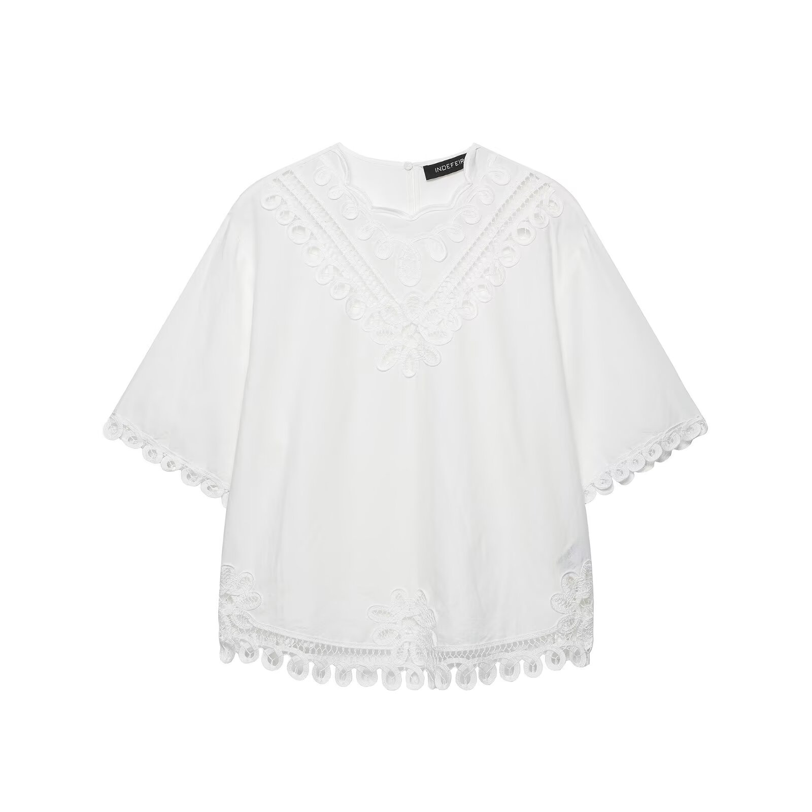 BSAY Women's White Hollow Embr - Embroidery Blouse ulasan dan harga