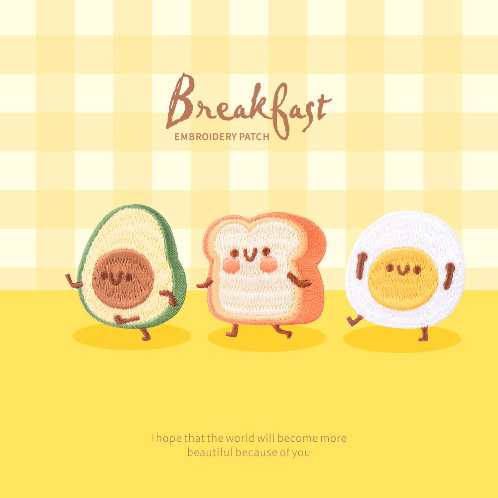 1 Piece Cute Breakfast Patch,  - Embroidery Egg ulasan dan harga