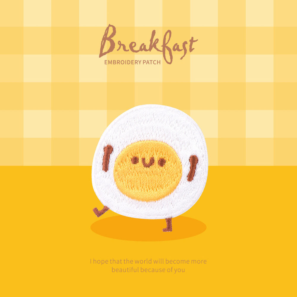 1 Piece Cute Breakfast Patch,  - Embroidery Egg ulasan dan harga