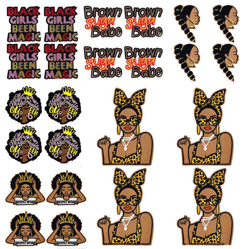 10PCS/Lot Cool Black Girl Magi - Embroidery On Black Shirt ulasan dan harga