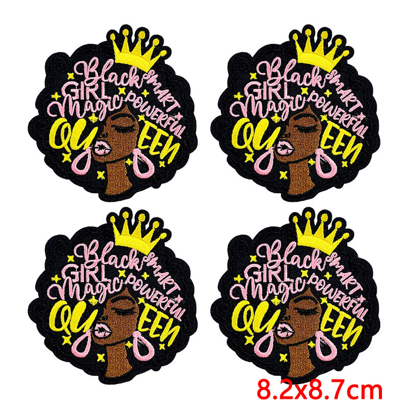 10PCS/Lot Cool Black Girl Magi - Embroidery On Black Shirt ulasan dan harga