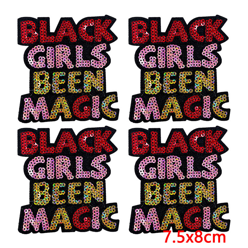 10PCS/Lot Cool Black Girl Magi - Embroidery On Black Shirt ulasan dan harga