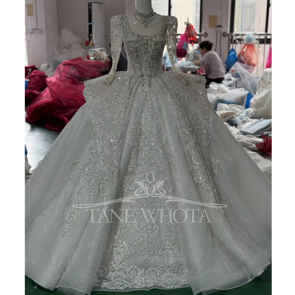 Crystal Sequined Bridal Dress  - Embroidery Organza ulasan dan harga