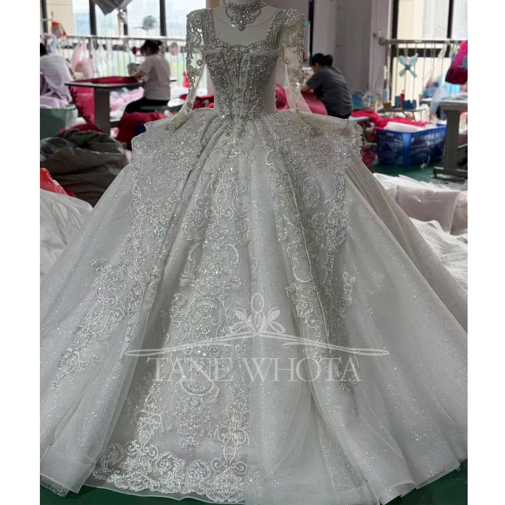 Crystal Sequined Bridal Dress  - Embroidery Organza ulasan dan harga