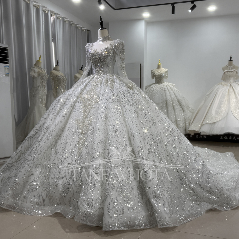 Elegant Wedding Gowns Long Sle - Embroidery Organza ulasan dan harga