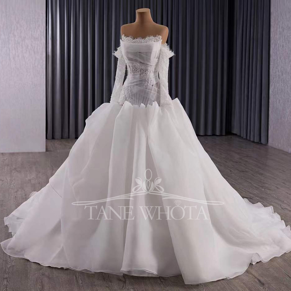 Vestidos Novias Boda Strapless - Embroidery Organza ulasan dan harga