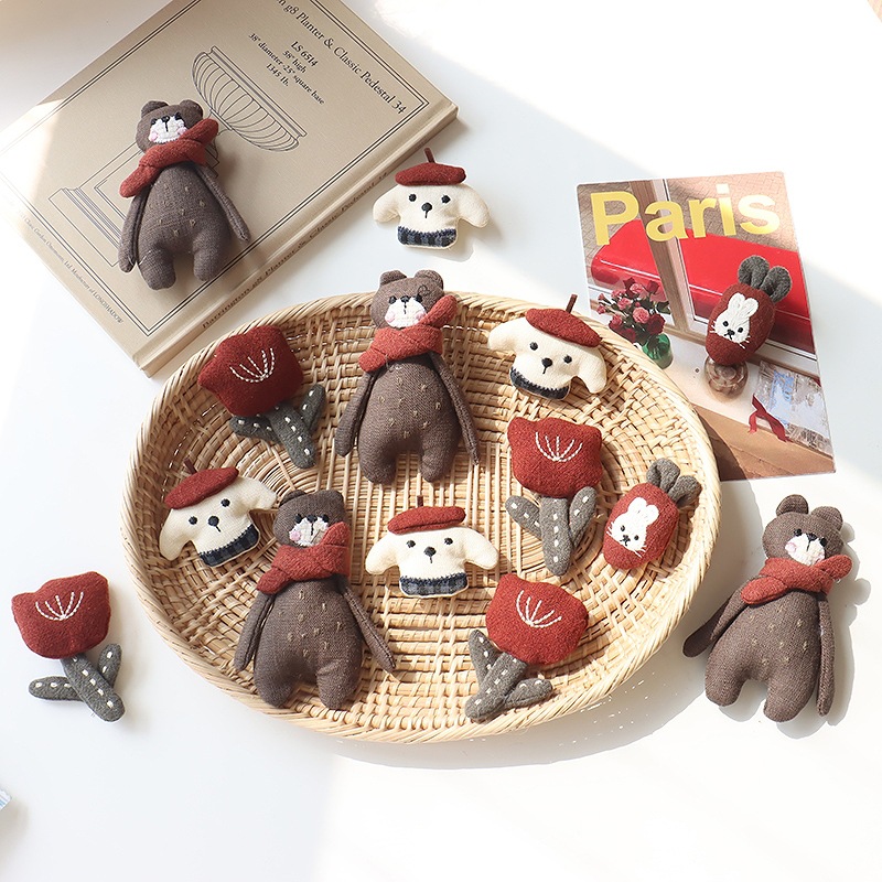 Bunny Brooch Red Scarf Bear Tu - Embroidery Rabbit ulasan dan harga