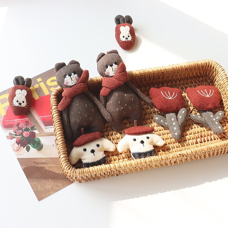 Bunny Brooch Red Scarf Bear Tu - Embroidery Rabbit ulasan dan harga