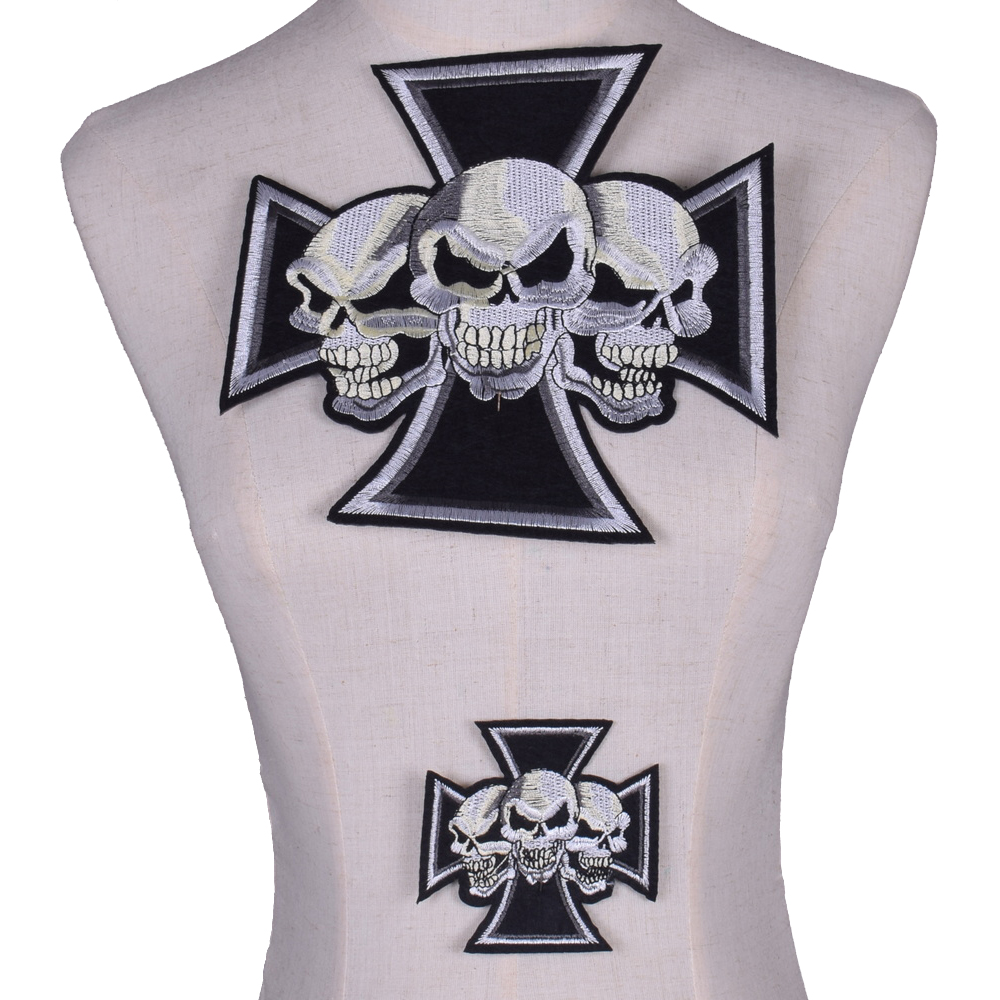 2Pcs Ghost Skull Embroidery Pa - Embroidery On Black Shirt ulasan dan harga