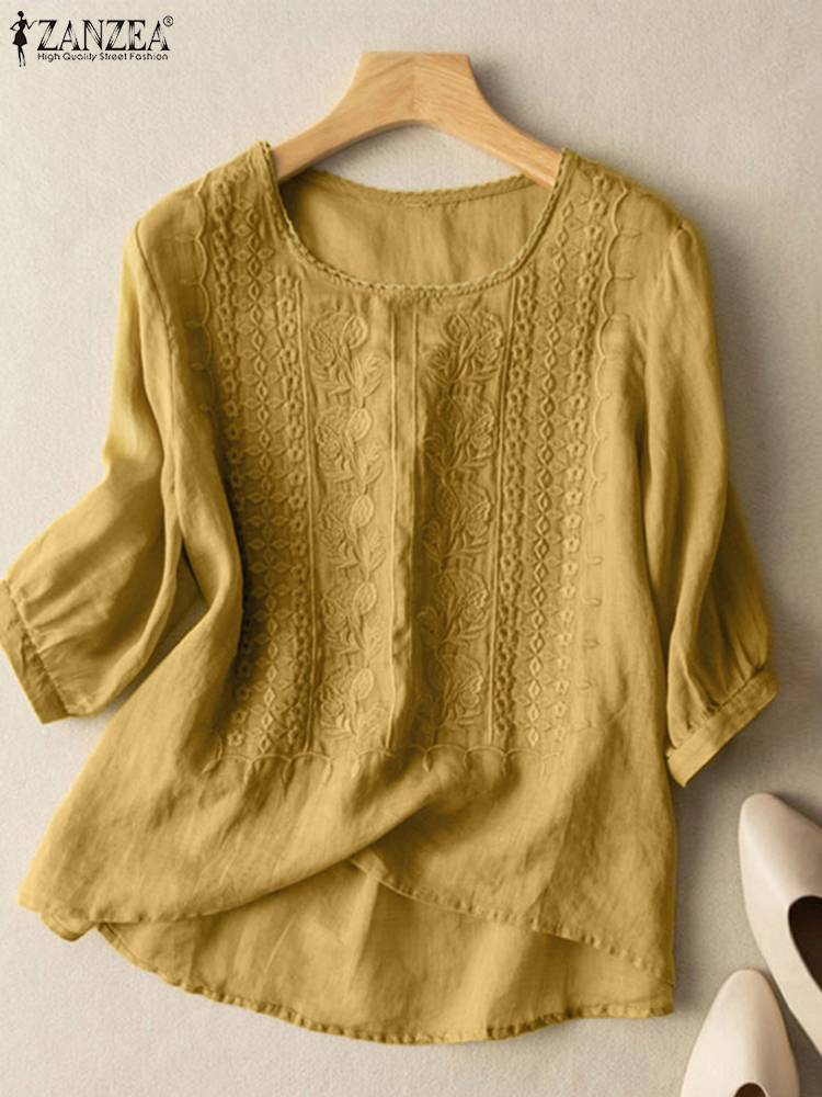 ZANZEA Elegant Women Embroider - Embroidery Blouse ulasan dan harga