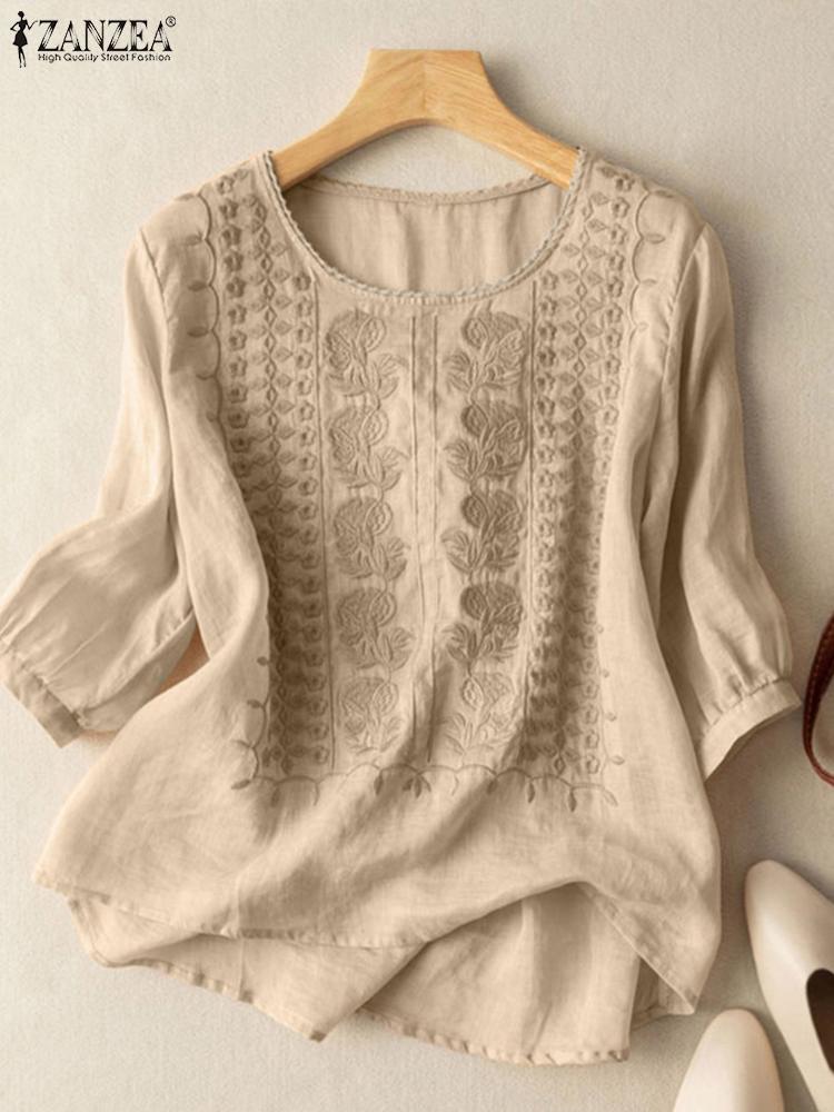 ZANZEA Elegant Women Embroider - Embroidery Blouse ulasan dan harga