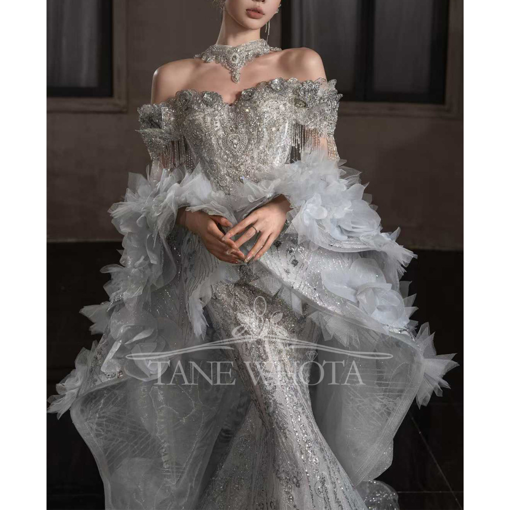 Sweetheart Off-Shoulder Embroi - Embroidery Organza ulasan dan harga