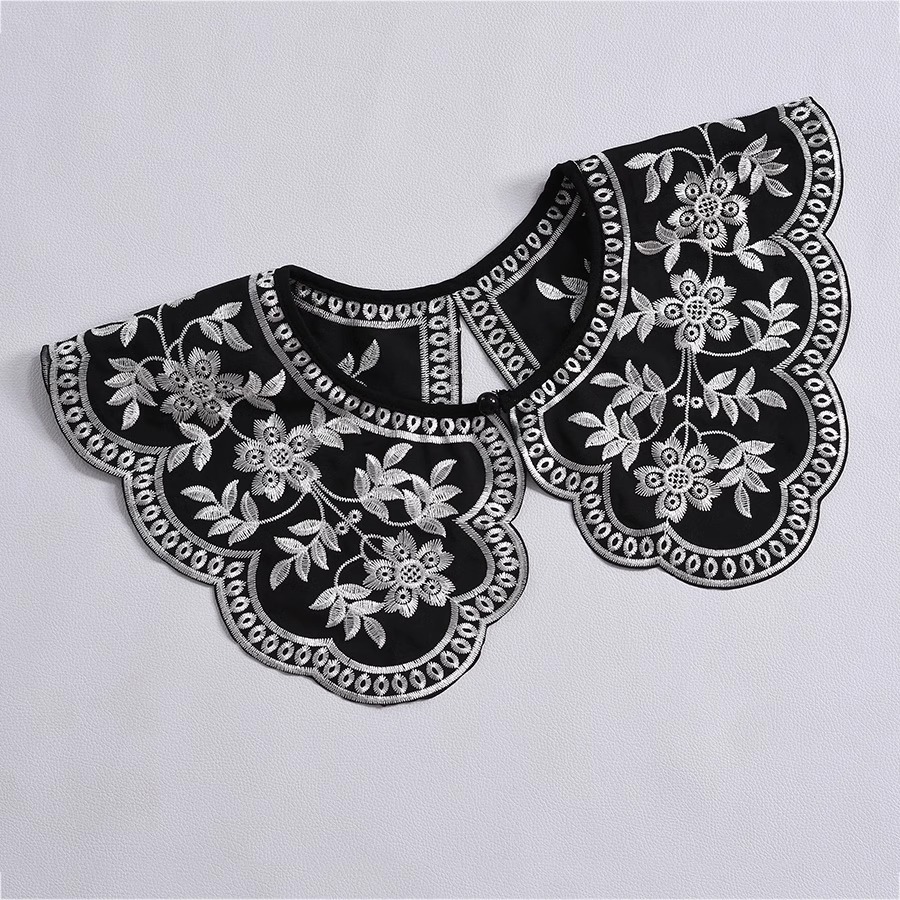 New European style stand shirt - Embroidery On Black Shirt ulasan dan harga