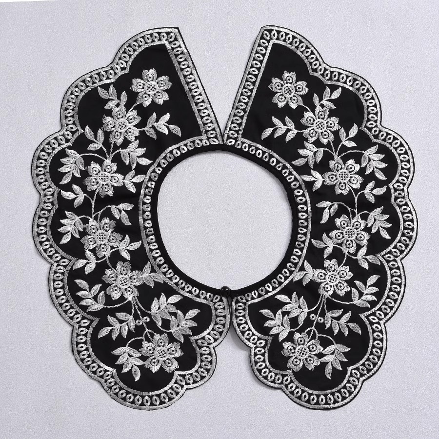 New European style stand shirt - Embroidery On Black Shirt ulasan dan harga