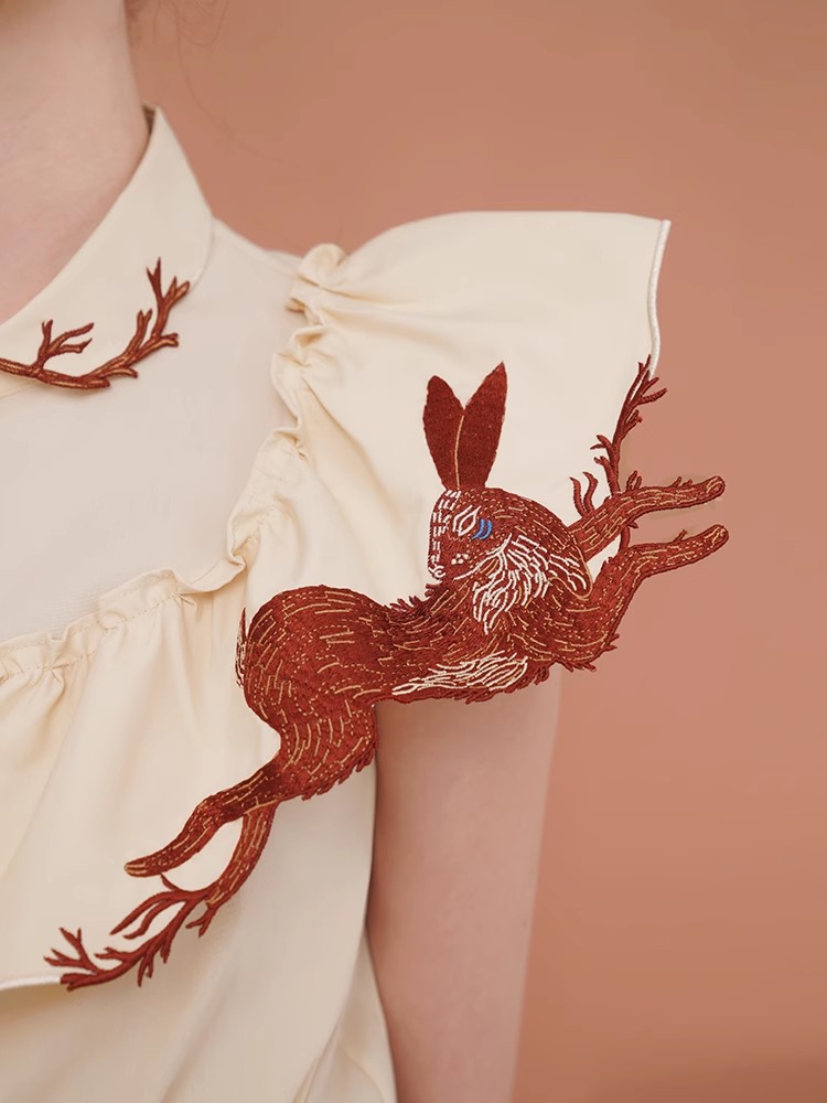 Rabbit Embroidered Shirt for W - Embroidery Rabbit ulasan dan harga